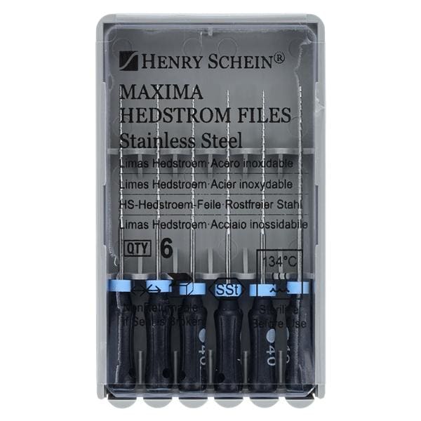 Maxima Hand Hedstrom Files 25 mm Size 40 Stainless Steel Black 6/Bx