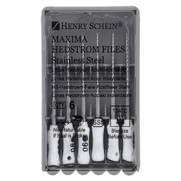 Maxima Hand Hedstrom Files 25 mm Size 90 Stainless Steel White 6/Bx