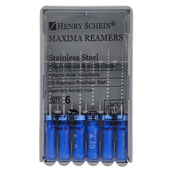 Maxima Hand Reamer 21 mm Size 30 Stainless Steel Blue 6/Bx