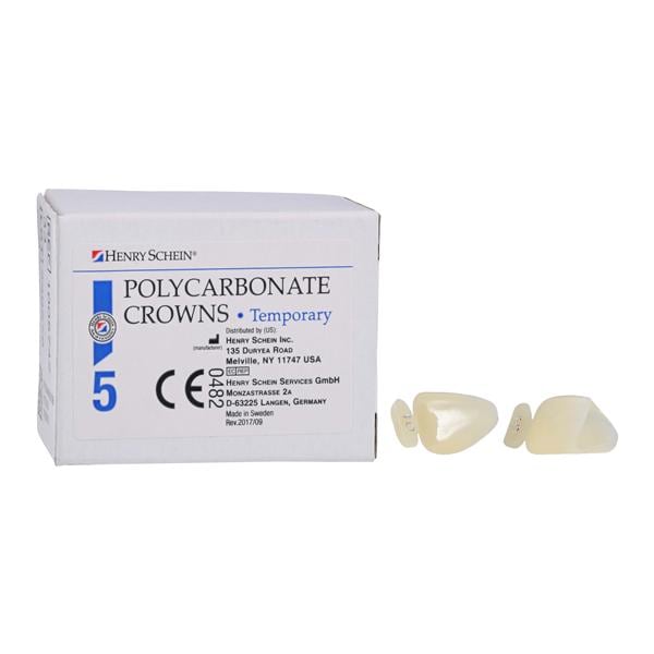 Polycarbonate Replacement Crowns Size 10 Upper Right Central Refill 5/Bx