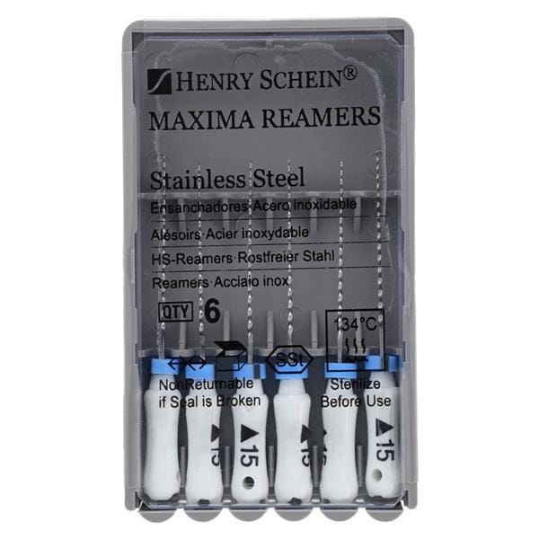 Maxima Hand Reamer 21 mm Size 15 Stainless Steel White 6/Bx