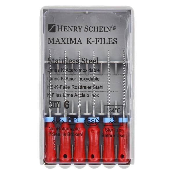 Maxima Hand K-File 21 mm Size 55 Stainless Steel Red 6/Bx