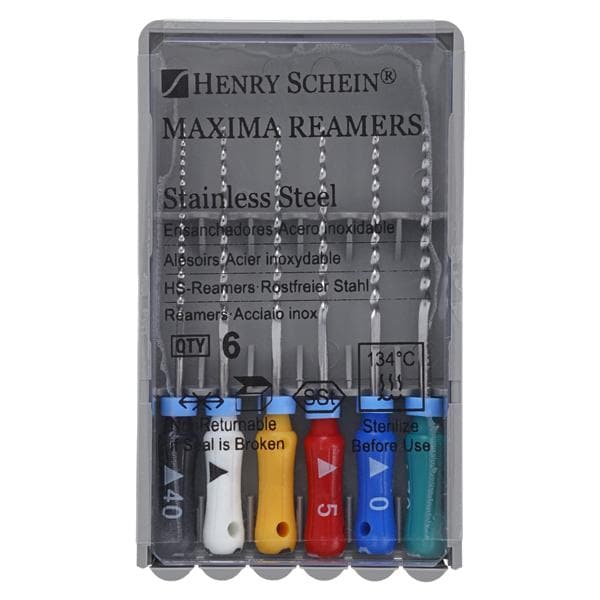 Maxima Hand Reamer 25 mm Size 40-70 Stainless Steel Assorted 6/Bx
