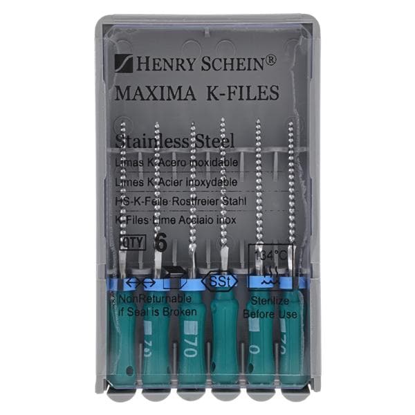 Maxima Hand K-File 21 mm Size 70 Stainless Steel Green 6/Bx