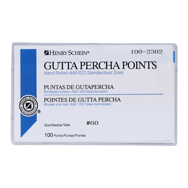 Machine Rolled Gutta Percha Points Size 60 Blue 100/Bx