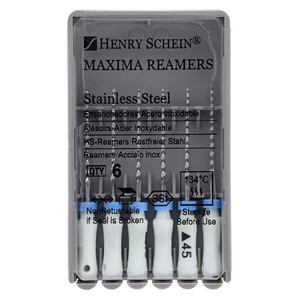 Maxima Hand Reamer 21 mm Size 45 Stainless Steel White 6/Bx