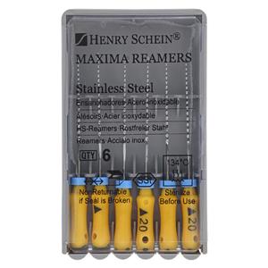 Maxima Hand Reamer 25 mm Size 20 Stainless Steel Yellow 6/Bx