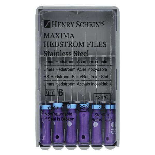 Maxima Hand Hedstrom Files 25 mm Size 10 Stainless Steel Purple 6/Bx