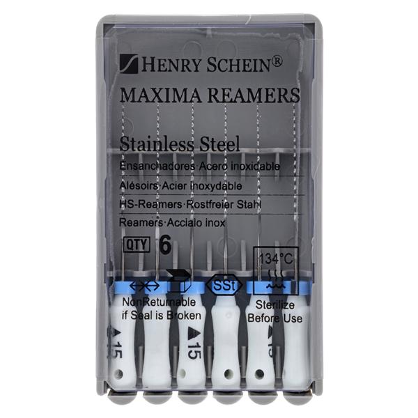 Maxima Hand Reamer 25 mm Size 15 Stainless Steel White 6/Bx