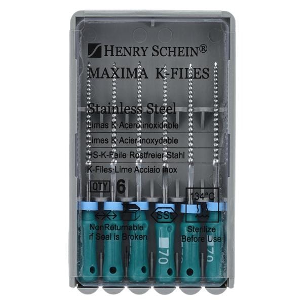 Maxima Hand K-File 25 mm Size 70 Stainless Steel Green 6/Bx