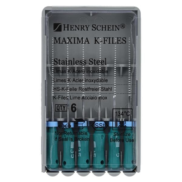 Maxima Hand K-File 25 mm Size 35 Stainless Steel Green 6/Bx