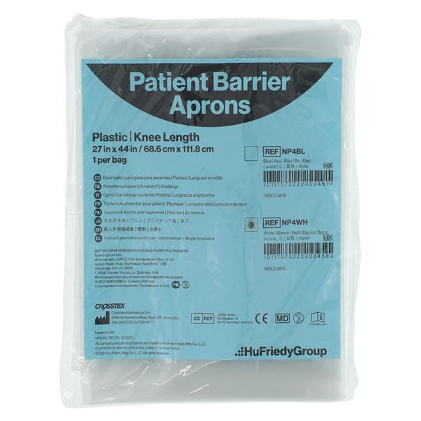 Patient Apron Plastic 27 in x 44 in White Disposable Ea