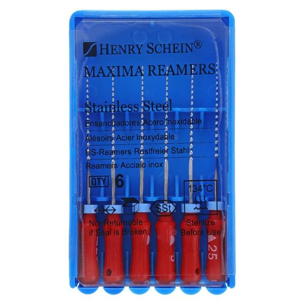 Maxima Hand Reamer 25 mm Size 25 Stainless Steel Red 6/Bx