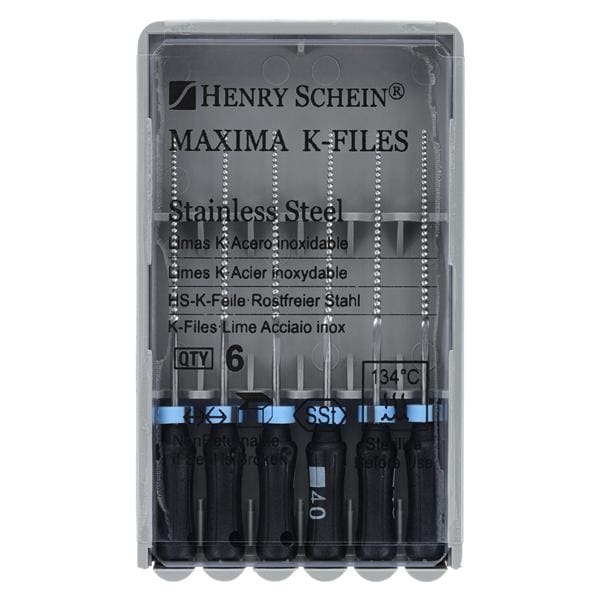 Maxima Hand K-File 25 mm Size 40 Stainless Steel Black 6/Bx