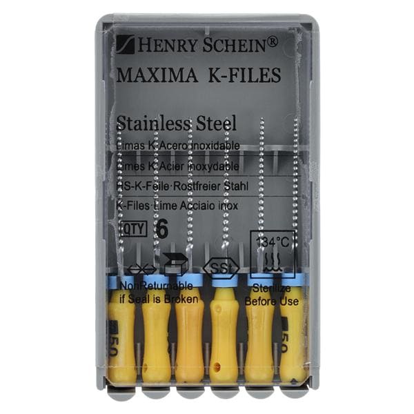 Maxima Hand K-File 21 mm Size 50 Stainless Steel Yellow 6/Bx