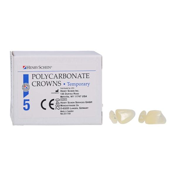 Polycarbonate Replacement Crowns Size 14 Upper Right Central Refill 5/Bx
