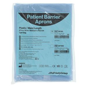 Patient Apron Plastic 27 in x 30 in Blue Disposable Ea