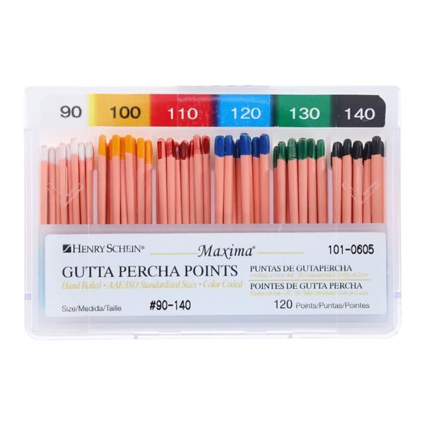 Maxima Hand Rolled Gutta Percha Points Size 90-140 Assorted 120/Bx