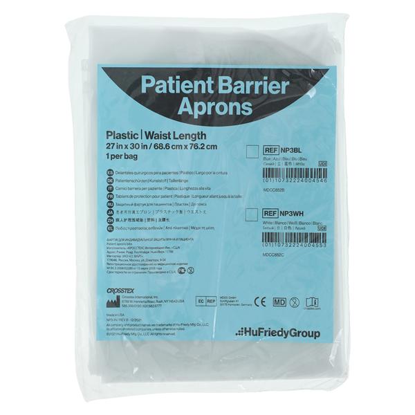 Patient Apron Plastic 27 in x 30 in White Disposable Ea