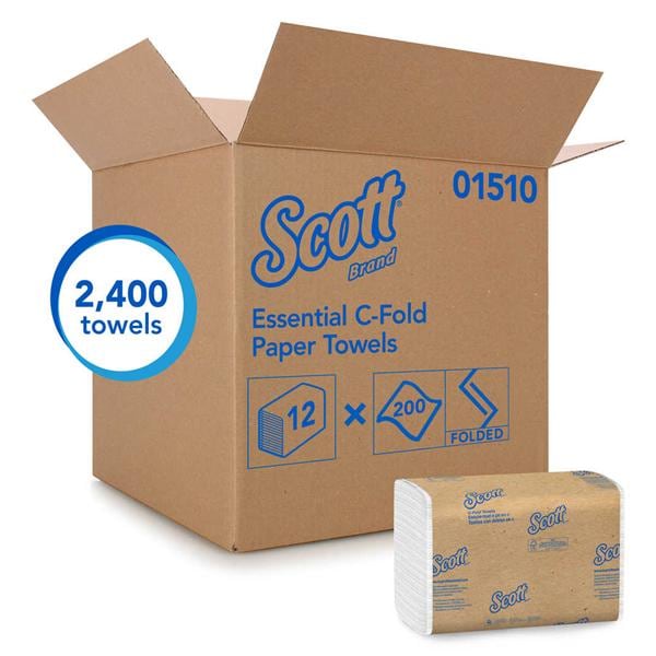 Scott Towel C-Fold Disposable 40% Recycled Fiber White 2400/Ca