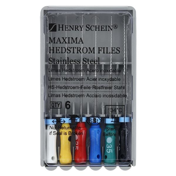 Maxima Hand Hedstrom Files 31 mm Size 15-40 Stainless Steel Assorted 6/Bx