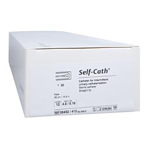 Self-Cath Catheter Intermittent 12Fr Long Straight Tip Silicone 16" 30/Bx