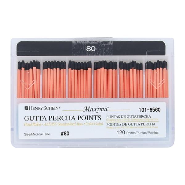 Maxima Hand Rolled Gutta Percha Points Size 80 Black 120/Bx