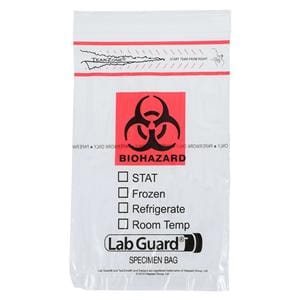 Biohazard Specimen Bag Zip Closure 1000/Ca