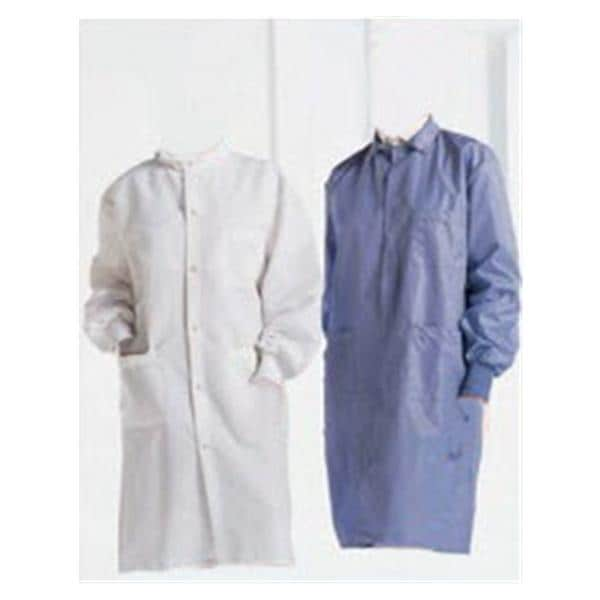 SafeCare Fluid Resistant Lab Coat 3 Pockets Long Sleeves Large Blue Unisex Ea