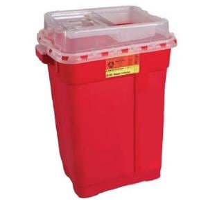 Sharps Container 19gal Red/Clear 14-3/4x20x26-1/4" Sliding Gasket Lid Plstc 5/Ca