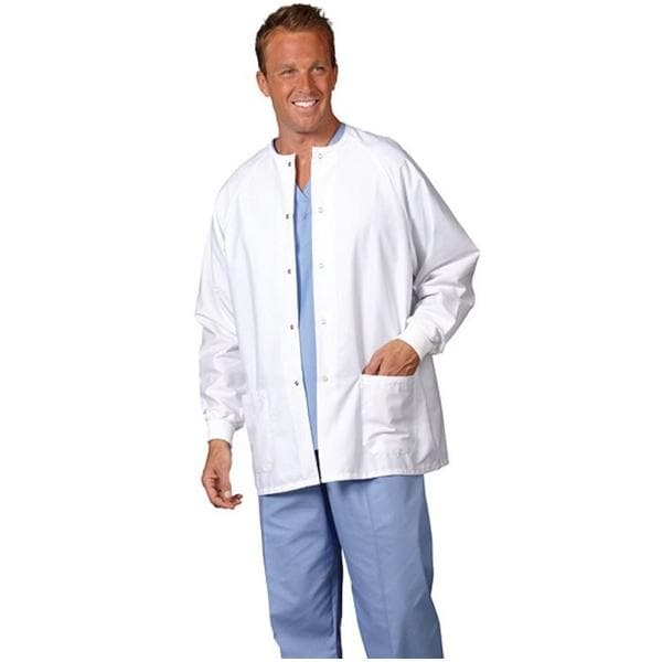 Warm-Up Jacket 2 Pockets Long Raglan Sleeves Large White Unisex Ea