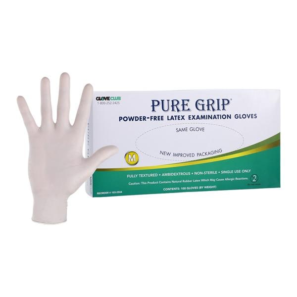 Pure Grip Latex Exam Gloves Medium Non-Sterile