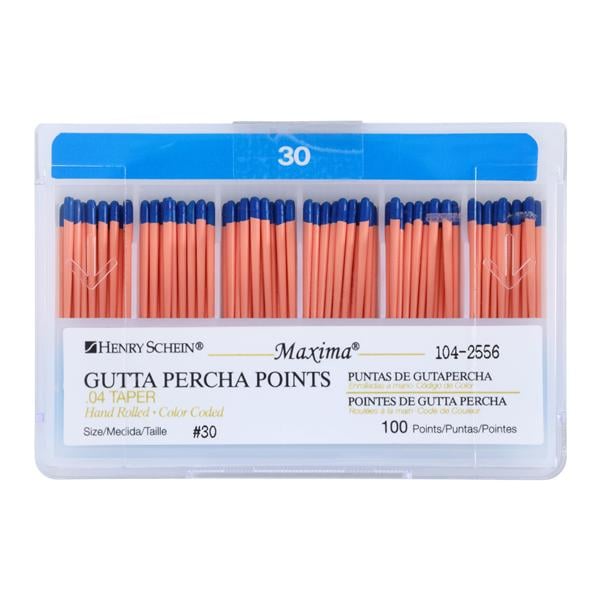 Maxima Hand Rolled Gutta Percha Points Size 30 Blue 100/Bx