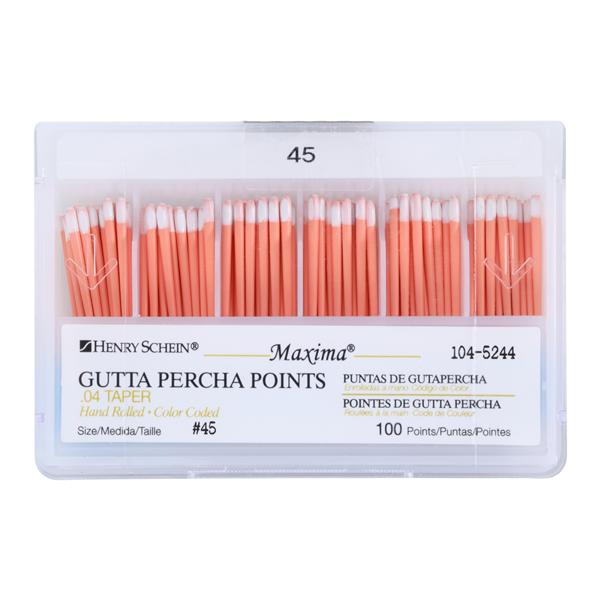 Maxima Hand Rolled Gutta Percha Points Size 45 White 100/Bx