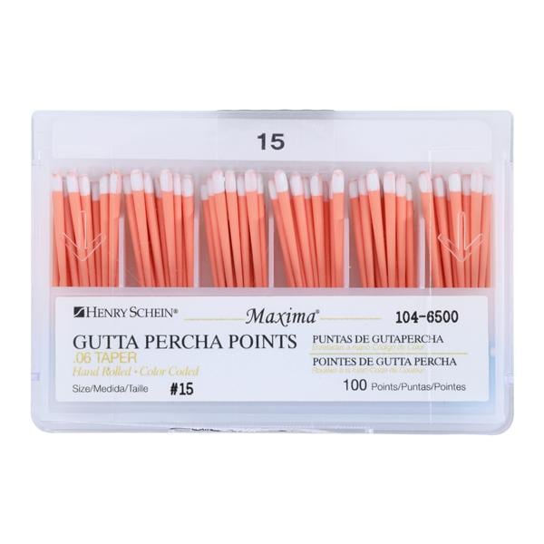 Maxima Hand Rolled Gutta Percha Points Size 15 White 100/Bx