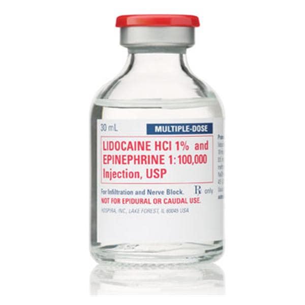 Lidocaine HCl Epinephrine Injection 1% 1:100,000 MDV 30mL 25/Bx