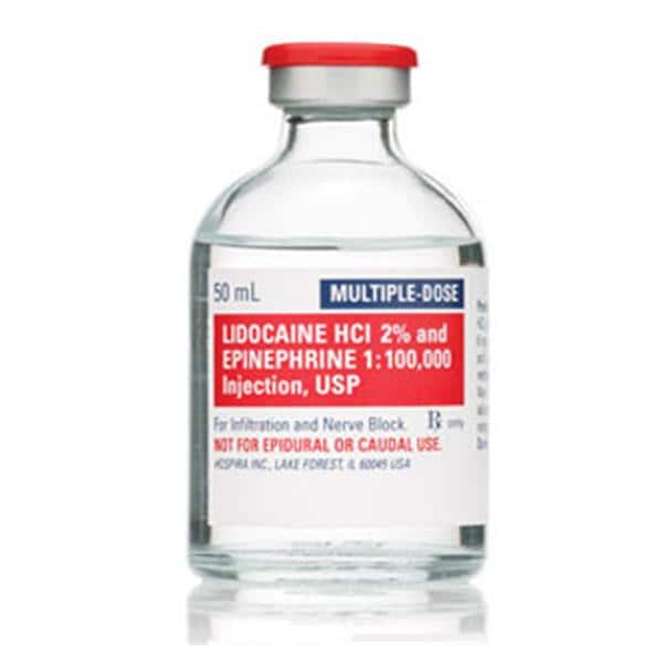 Lidocaine HCl Epinephrine Injection 2% 1:100,000 MDV 50mL 25/Bx