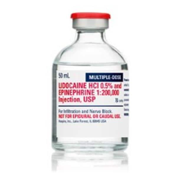 Lidocaine HCl Epinephrine Injection 0.5% 1:200,000 MDV 50mL 25/Bx