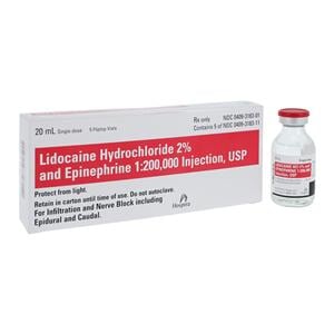 Lidocaine HCl Epinephrine Injection 2% 1:200,000 Preservative Free SDV 20mL 5/Bx