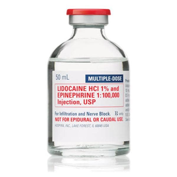Lidocaine HCl Epinephrine Injection 1% 1:100,000 MDV 50mL 25/Bx
