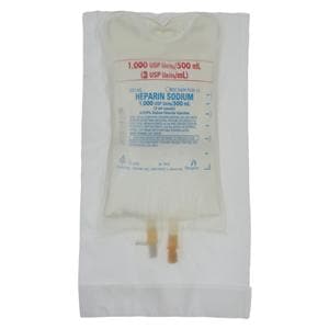 Heparin Sodium in 0.9% Sodium Chloride Injection 2U/mL Bag 500mL 18/Ca