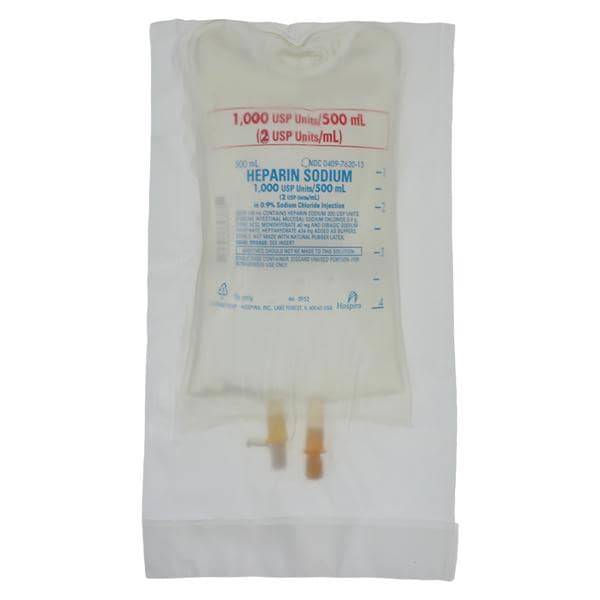 Heparin Sodium in 0.9% Sodium Chloride Injection 2U/mL Bag 500mL 18/Ca