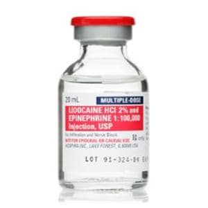 Lidocaine HCl Epinephrine Injection 2% 1:100,000 MDV 20mL 25/Bx