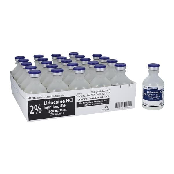 Lidocaine HCl Injection 2% MDV 50mL 25/Bx