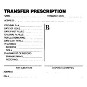 Prescription Transfer Pad 10/Bx