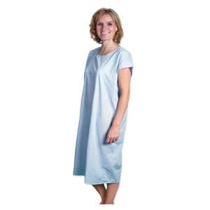 Patient Gown Embossed Cotton / Poly Adult 2X Large Blue Reusable Ea