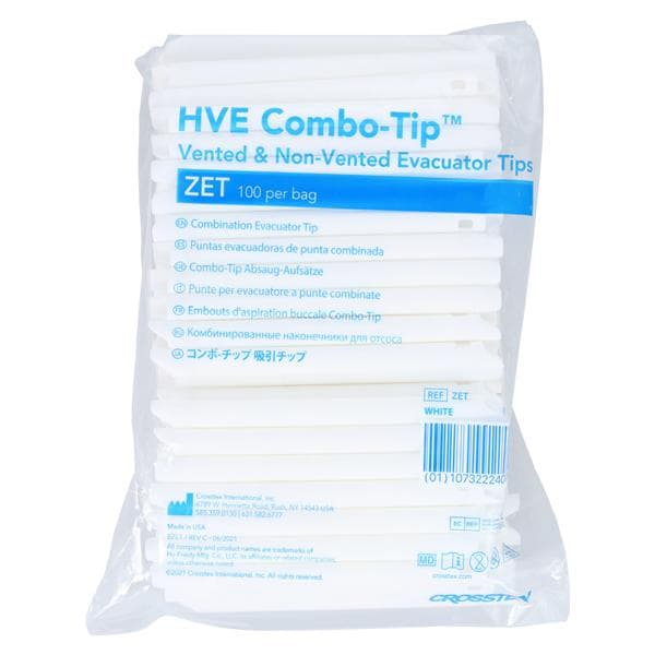 Combo Tip 2-in-1 HVE Tips Vented / Nonvented S Tip 100/Bag