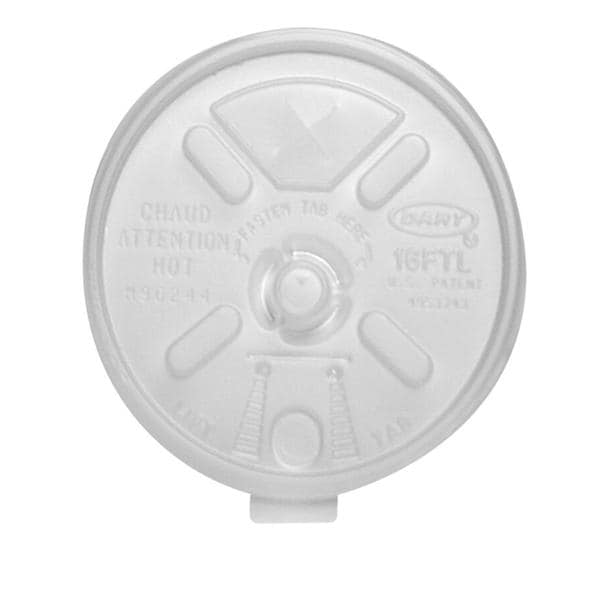 Dart Cup Lid Styrofoam White 16 oz Disposable 1000/Ca