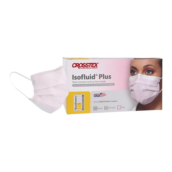 Isofluid Plus Procedure Mask ASTM Level 1 Anti-Fog Pink Adult 50/Bx