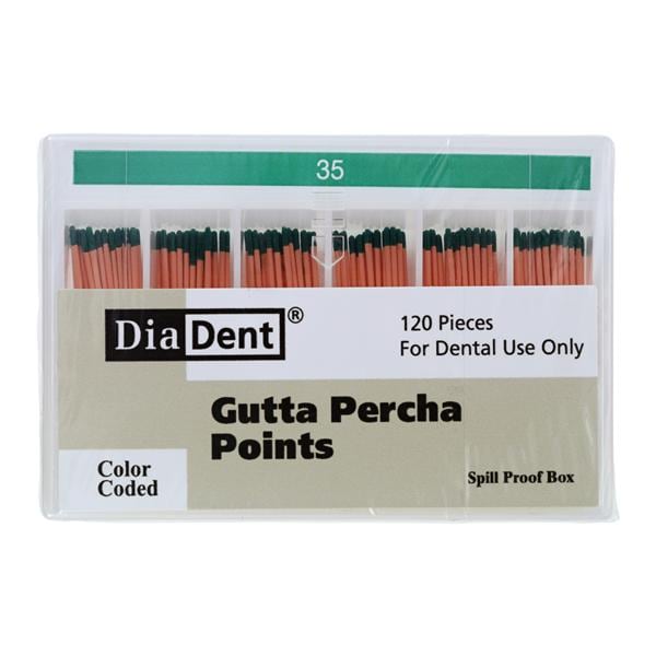 Hand Rolled Gutta Percha Points Size 35 Green 120/Bx